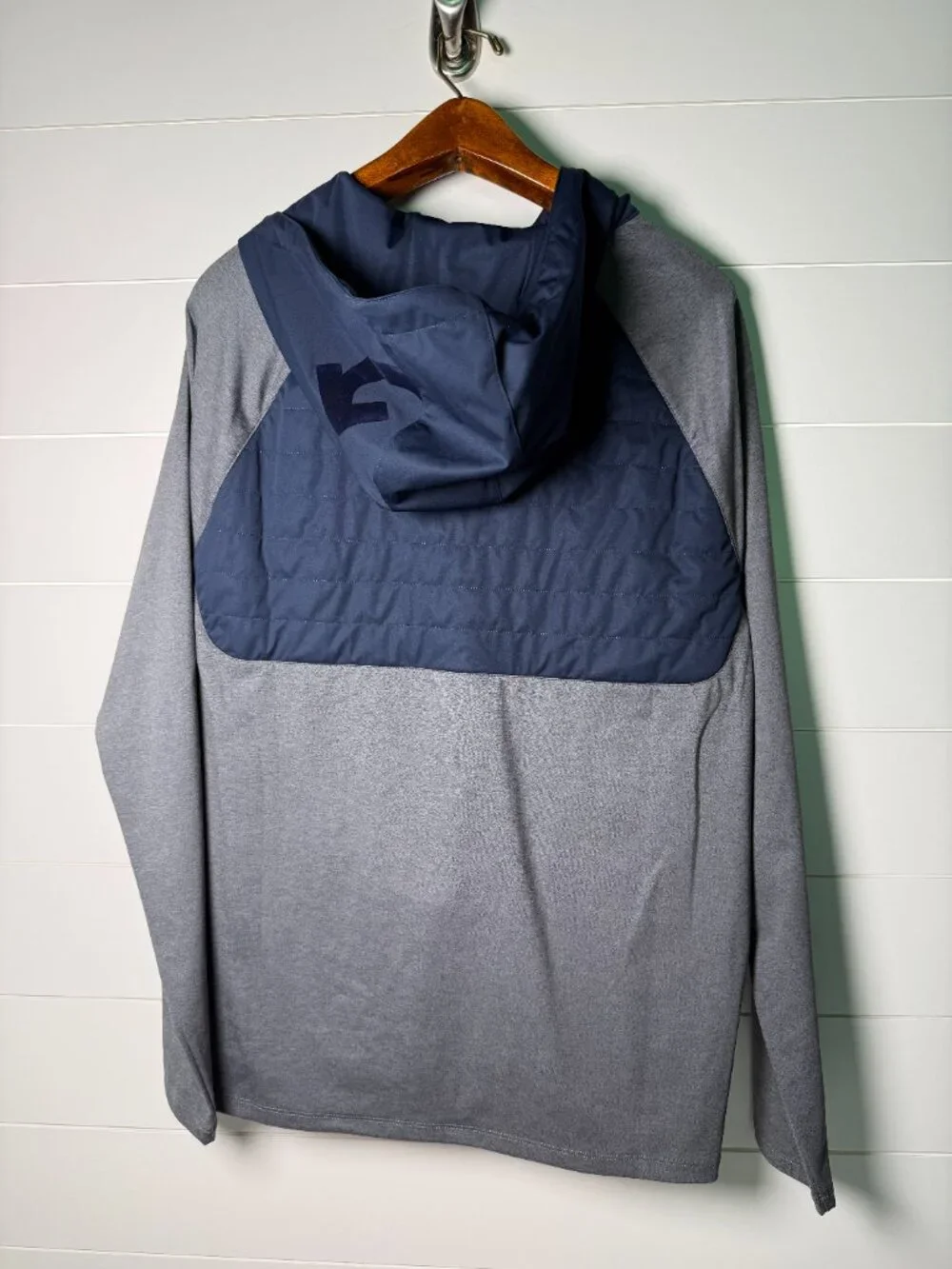G/FORE Hooded Tech Interlock Quarter Zip Pullover Charcoal/Navy XL NWOT